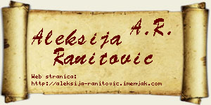 Aleksija Ranitović vizit kartica
